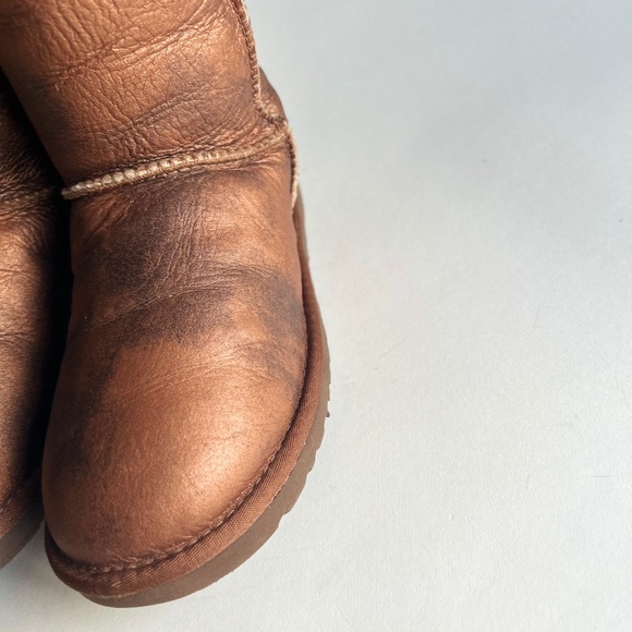 UGG Brown Metallic Genuine Leather Sheepskin Lining Classic Tall Boots size 6 - Picture 6 of 15